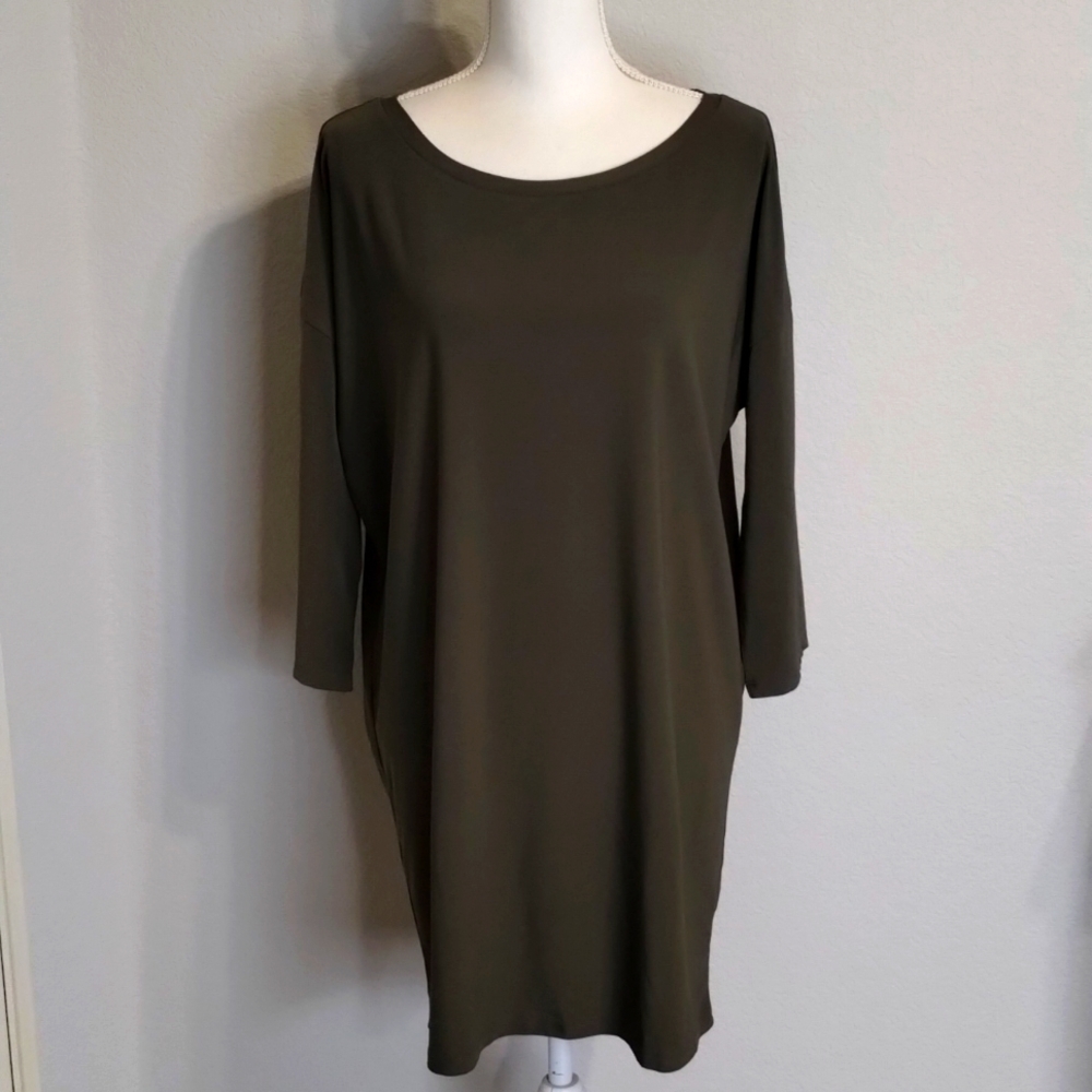 Anthropologie Leith shirt dress green size medium elbow sleeve LEITH